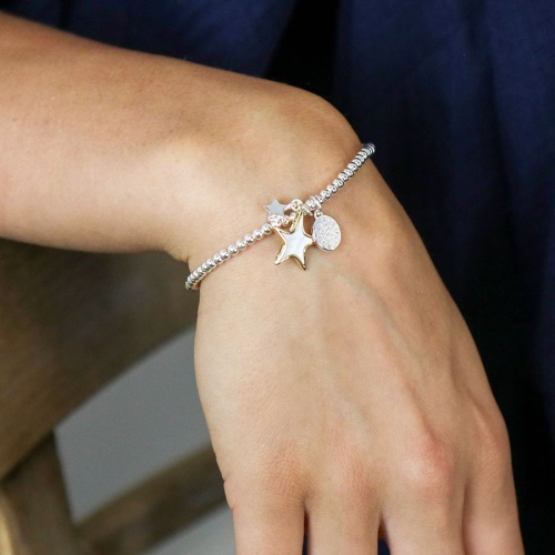 Faux Gold & Silver Plated Double Star Bracelet with Shell Inlay by Peace of Mind